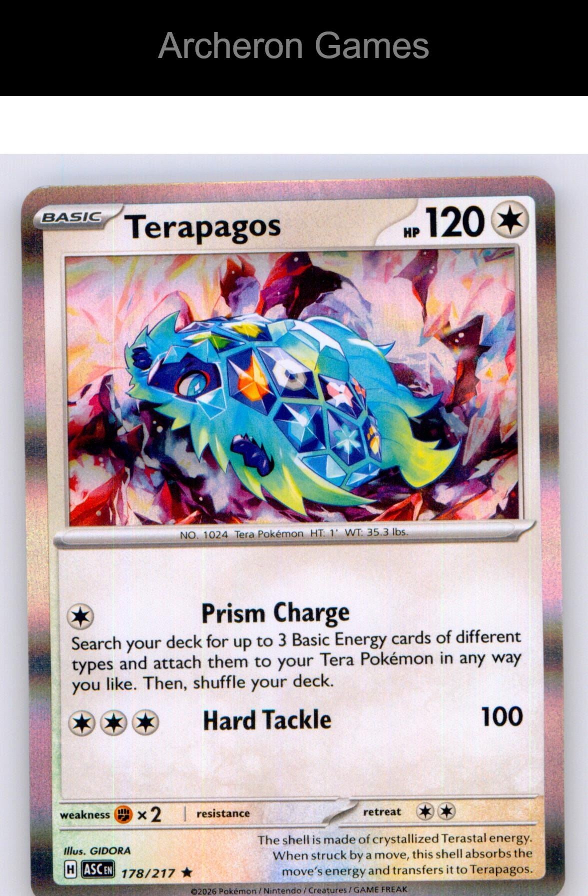Pokemon Card Terapagos ASC 178/217 R Ascended Heroes Holo