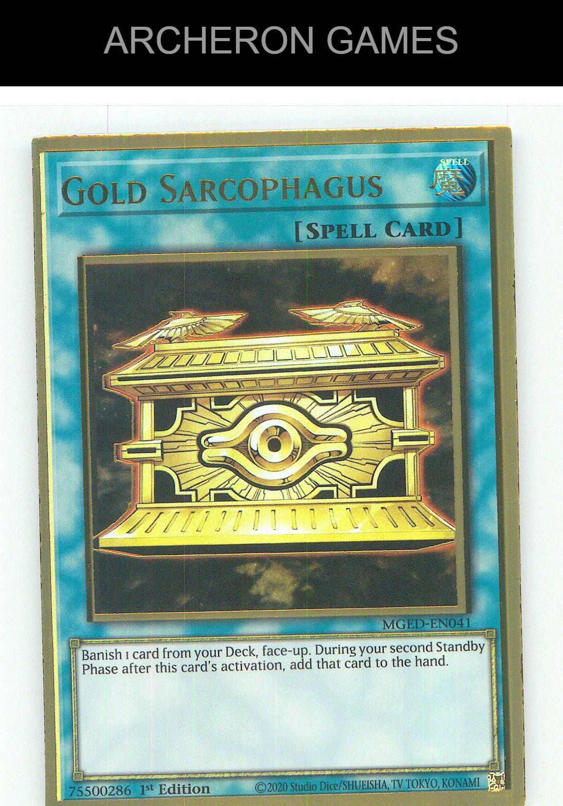 Gold Sarcophagus Premium Gold Rare YUGIOH Card 1st Edition