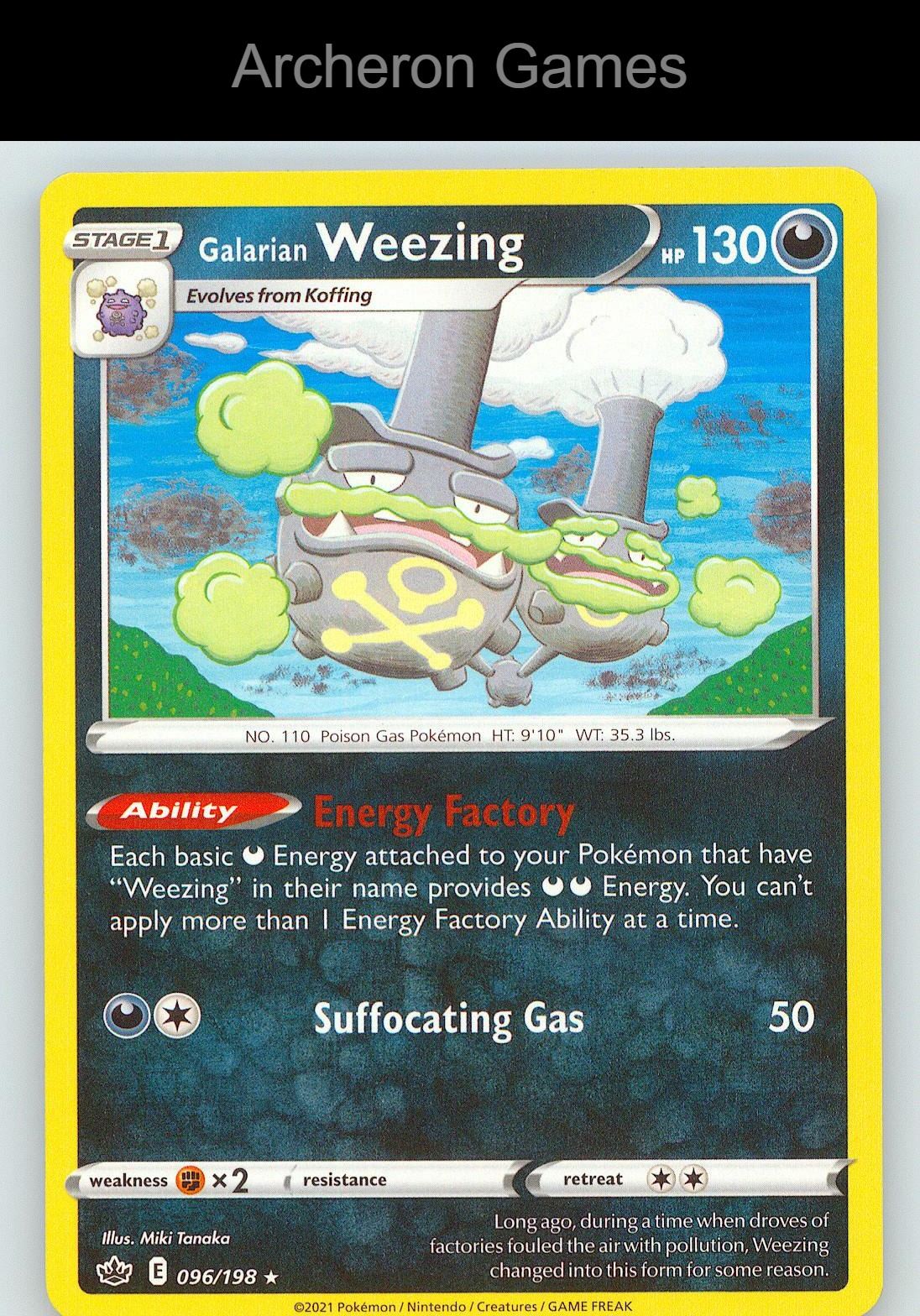 Pokemon Card Galarian Weezing CRE 096/198 R Chilling Reign
