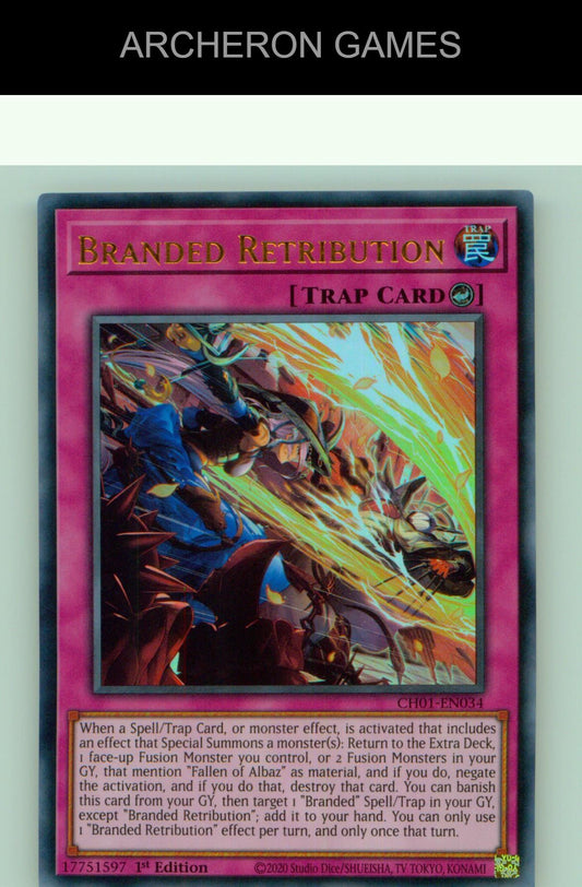 Branded Retribution Ultra Rare YUGIOH Card 1st Edition