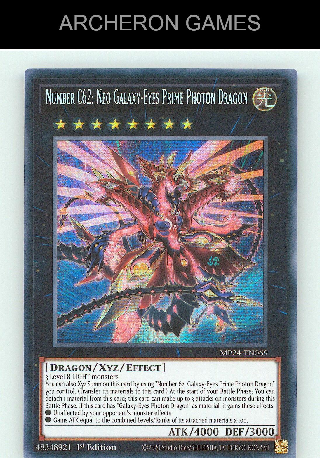 Number C62: Neo Galaxy-Eyes Prime Photon Dragon SEC YUGIOH Card