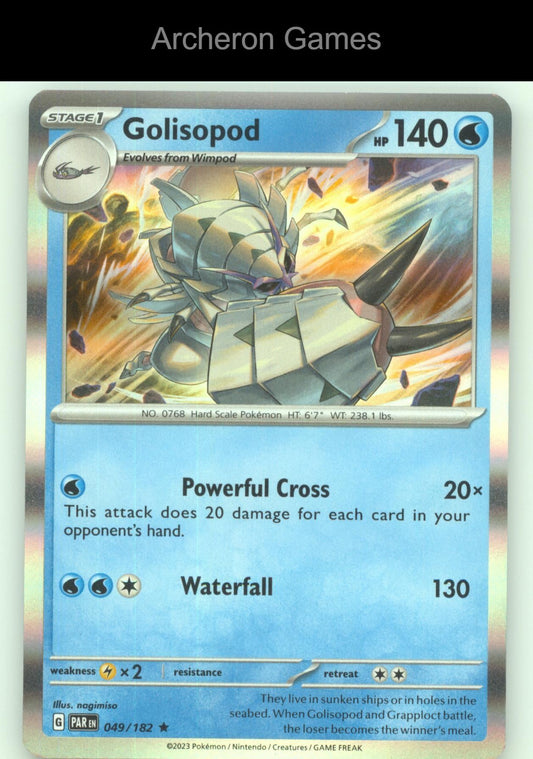 Pokemon Card Golisopod PAR 049/182 R Paradox Rift Holo