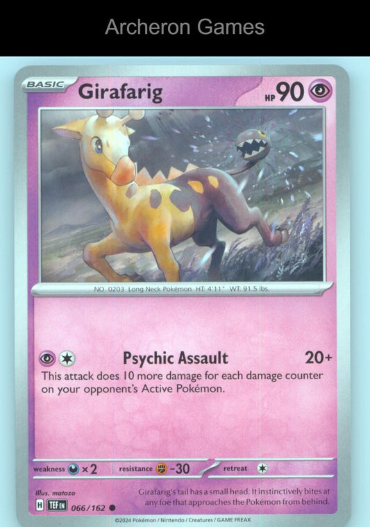 Pokemon Card Girafarig TEF 066/162 C Temporal Forces