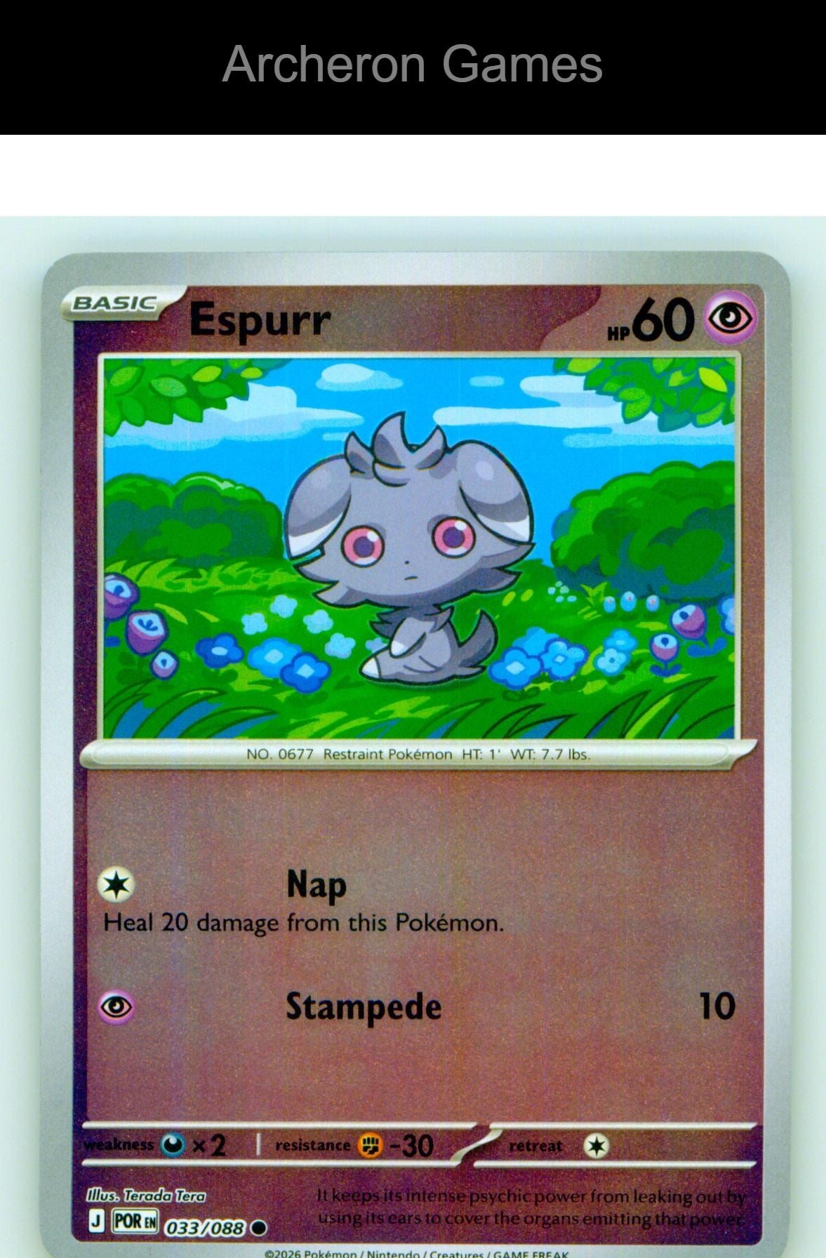 Pokemon Card Espurr ME03 033/088 C Perfect Order Reverse Holo
