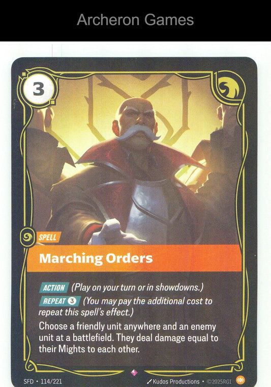 Marching Orders SFD 114/221 R Spiritforged Riftbound Card Foil