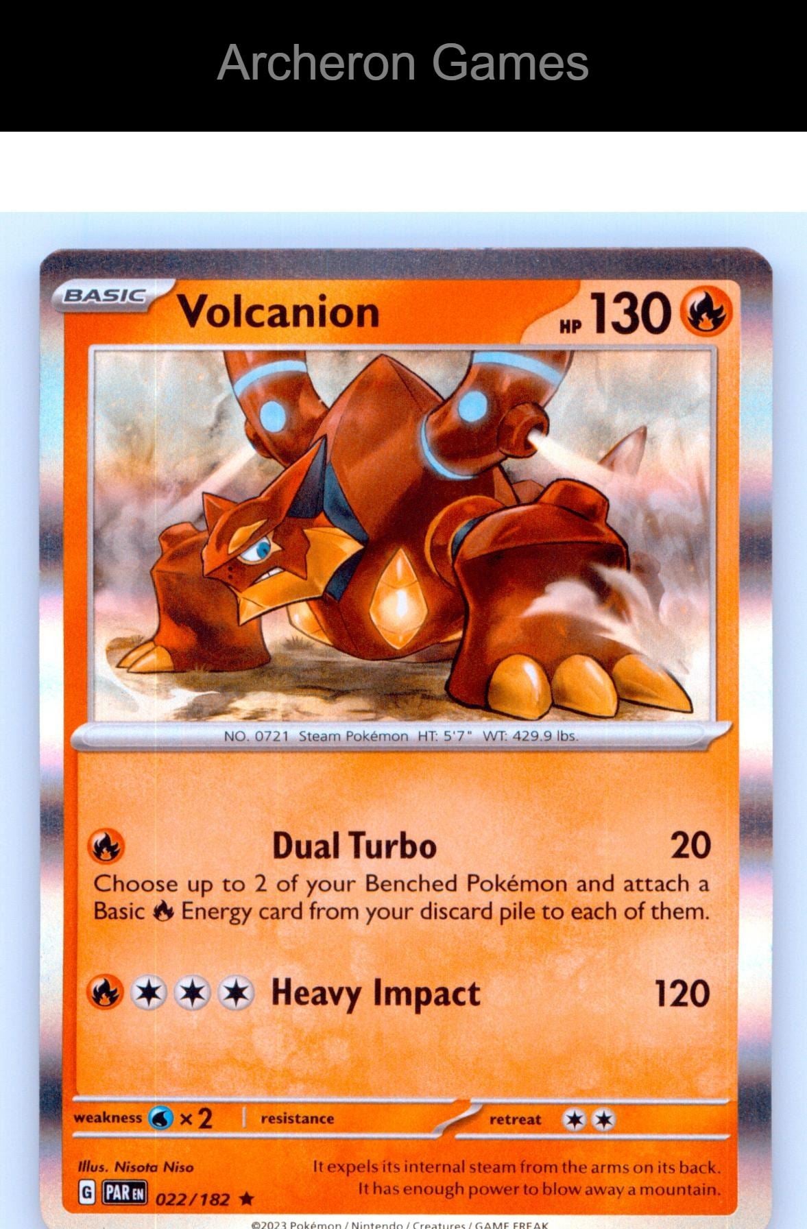 Pokemon Card Volcanion PAR 022/182 R Paradox Rift Holo
