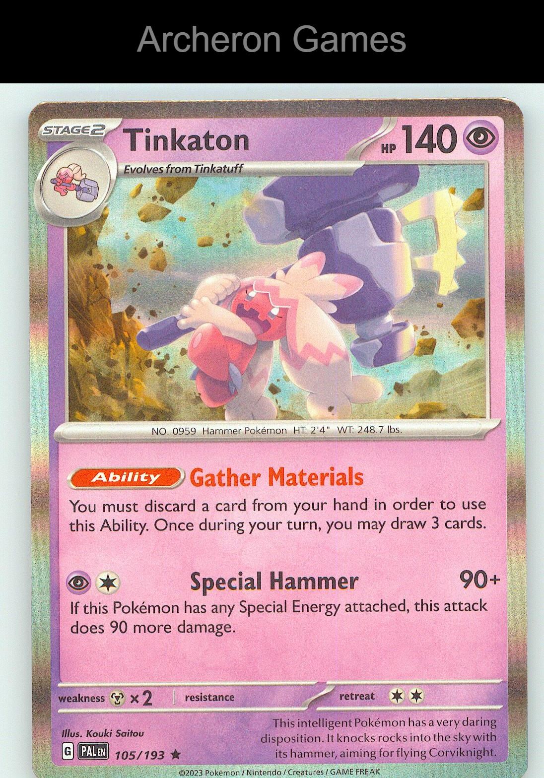 Pokemon Card Tinkaton PR 105/193 P Deck Exclusives