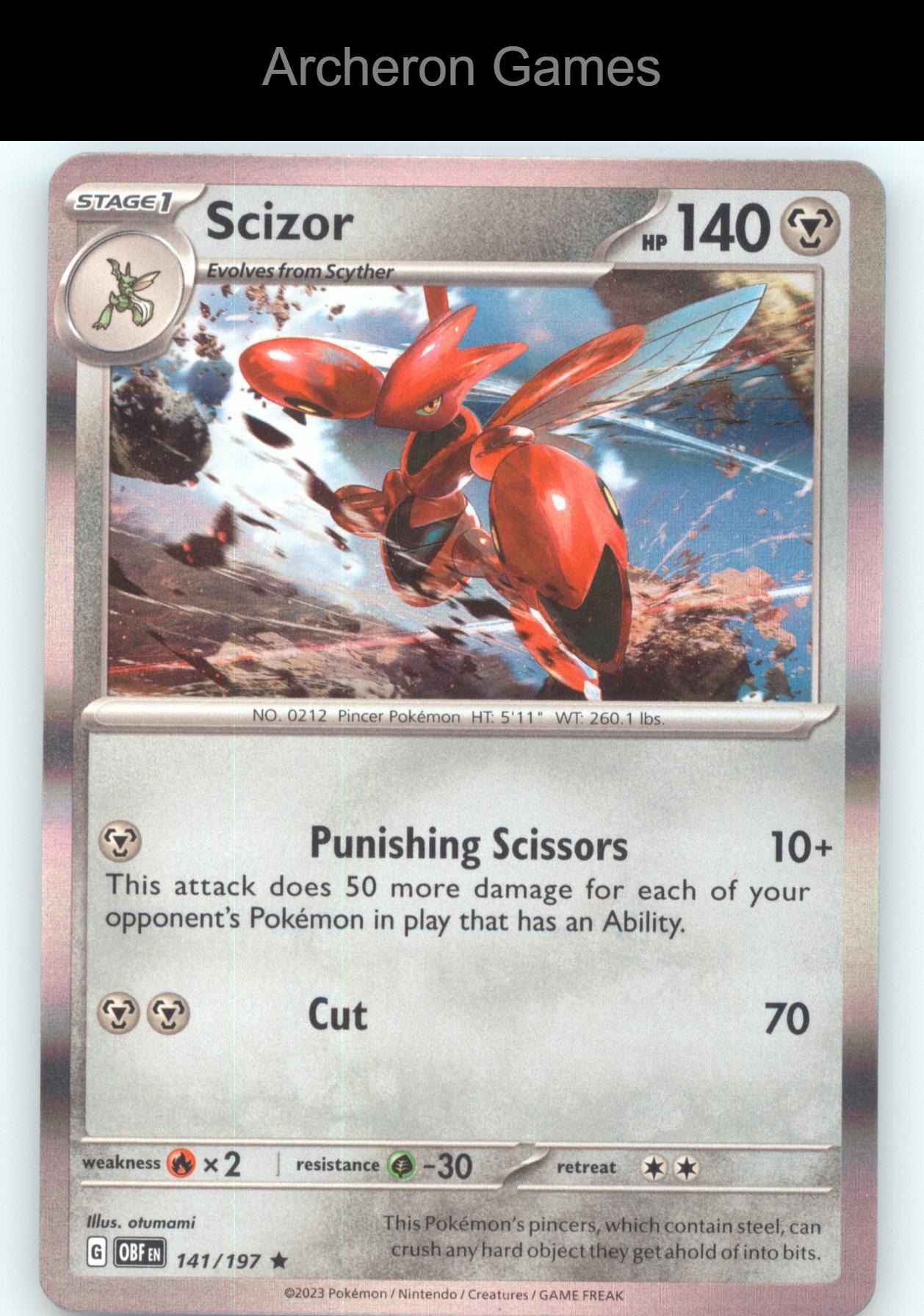 Pokemon Card Scizor (Holo) 141/197