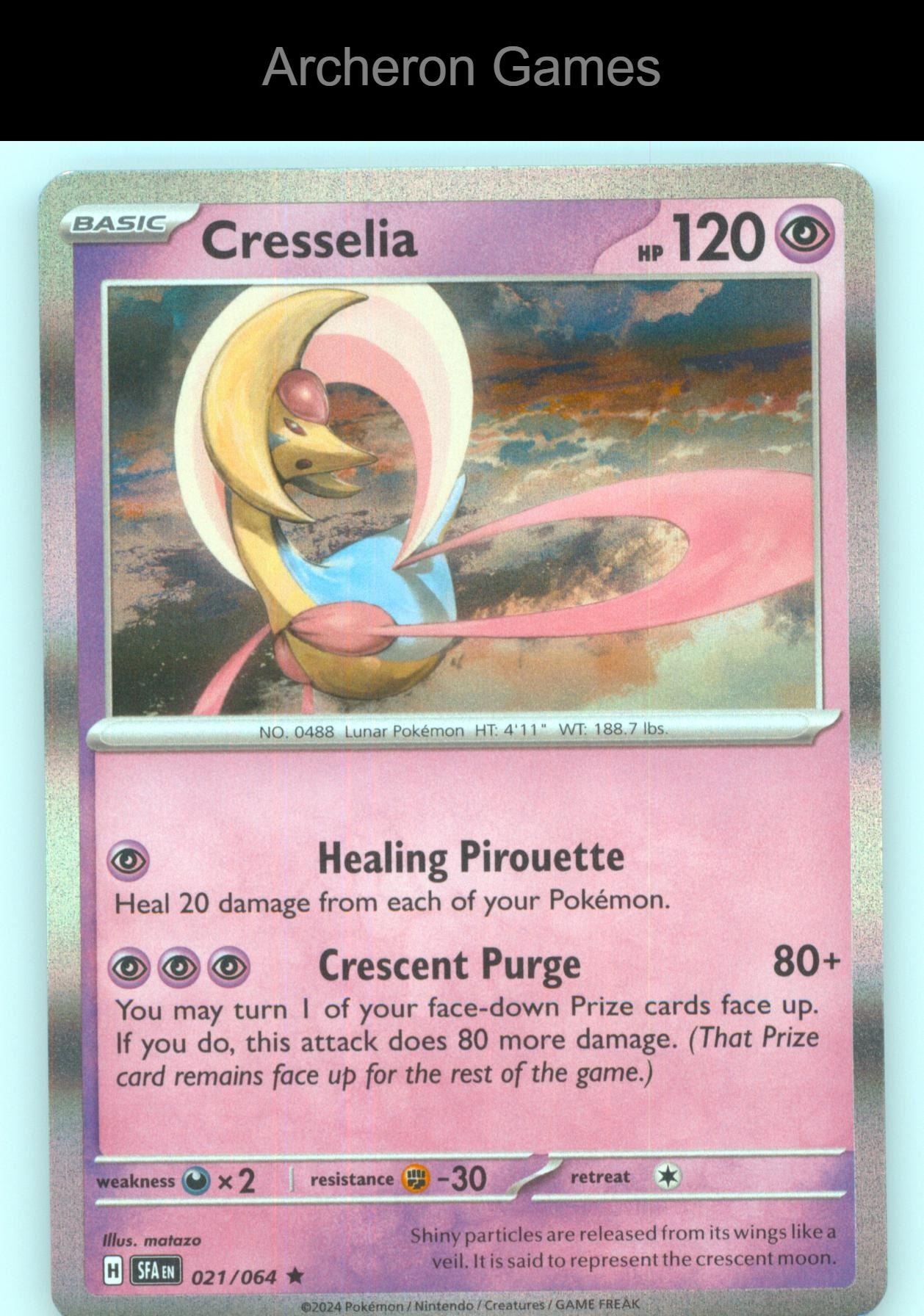 Pokemon Card Cresselia SFA 021/064 R Shrouded Fable Holo