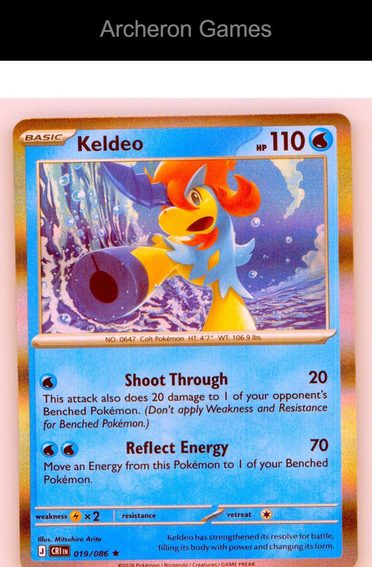 Pokemon Card Keldeo ME04 019/086 R Chaos Rising Holo