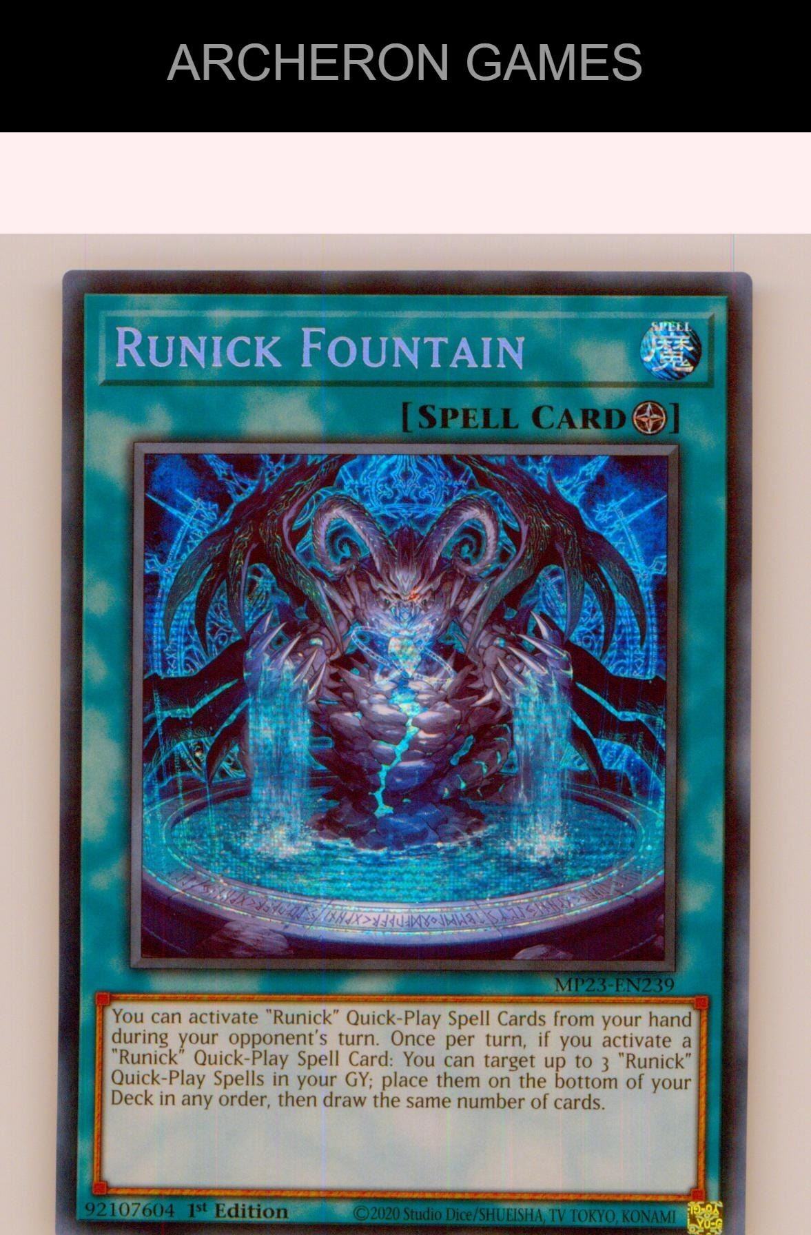 Runick Fountain Prismatic Secret Rare YUGIOH Card 1st Edition