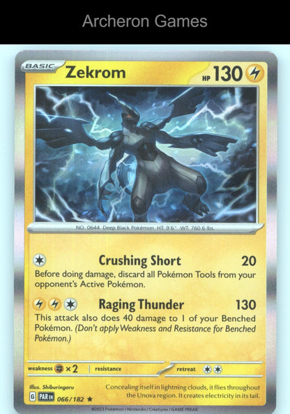 Pokemon Card Zekrom PAR 066/182 R Paradox Rift Holo