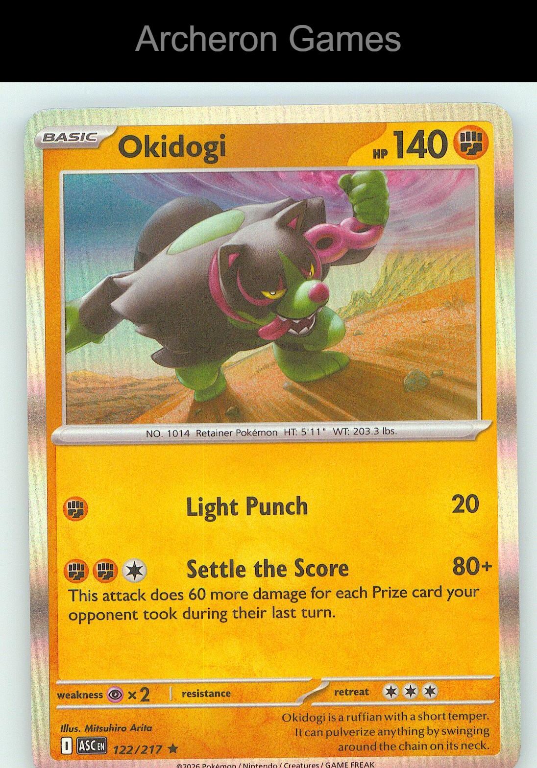 Pokemon Card Okidogi ASC 122/217 R Ascended Heroes Holo