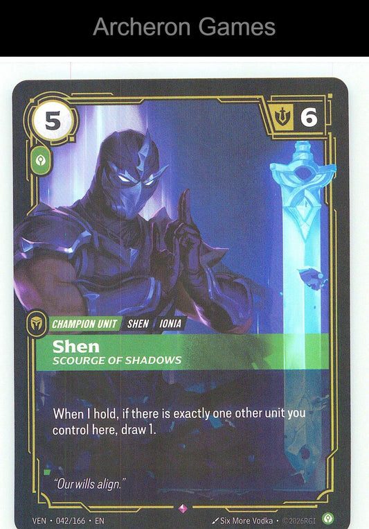 Shen - Scourge of Shadows VEN 042/166 R Vendetta Riftbound Card