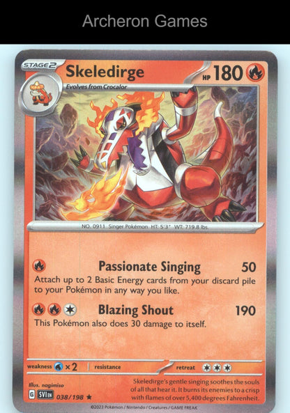 Pokemon Card Skeledirge SVI 038/198 R Scarlet & Violet Holo