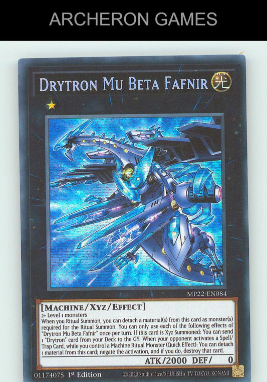 Drytron Mu Beta Fafnir SEC YUGIOH Card