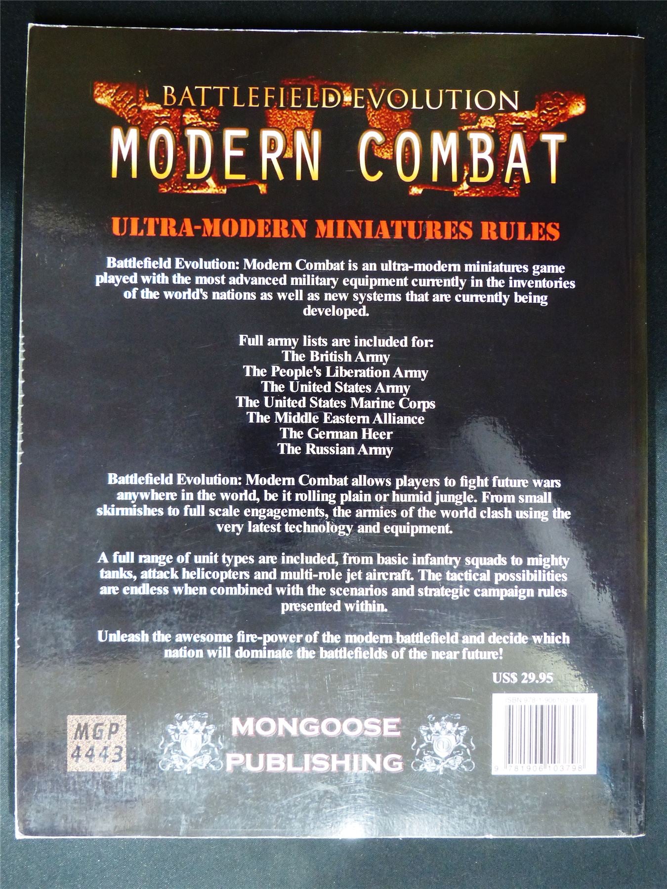 Battlefield Evolution: Modern Combat Miniatures - Mongoose Publishing Rulebook Softback #2V4