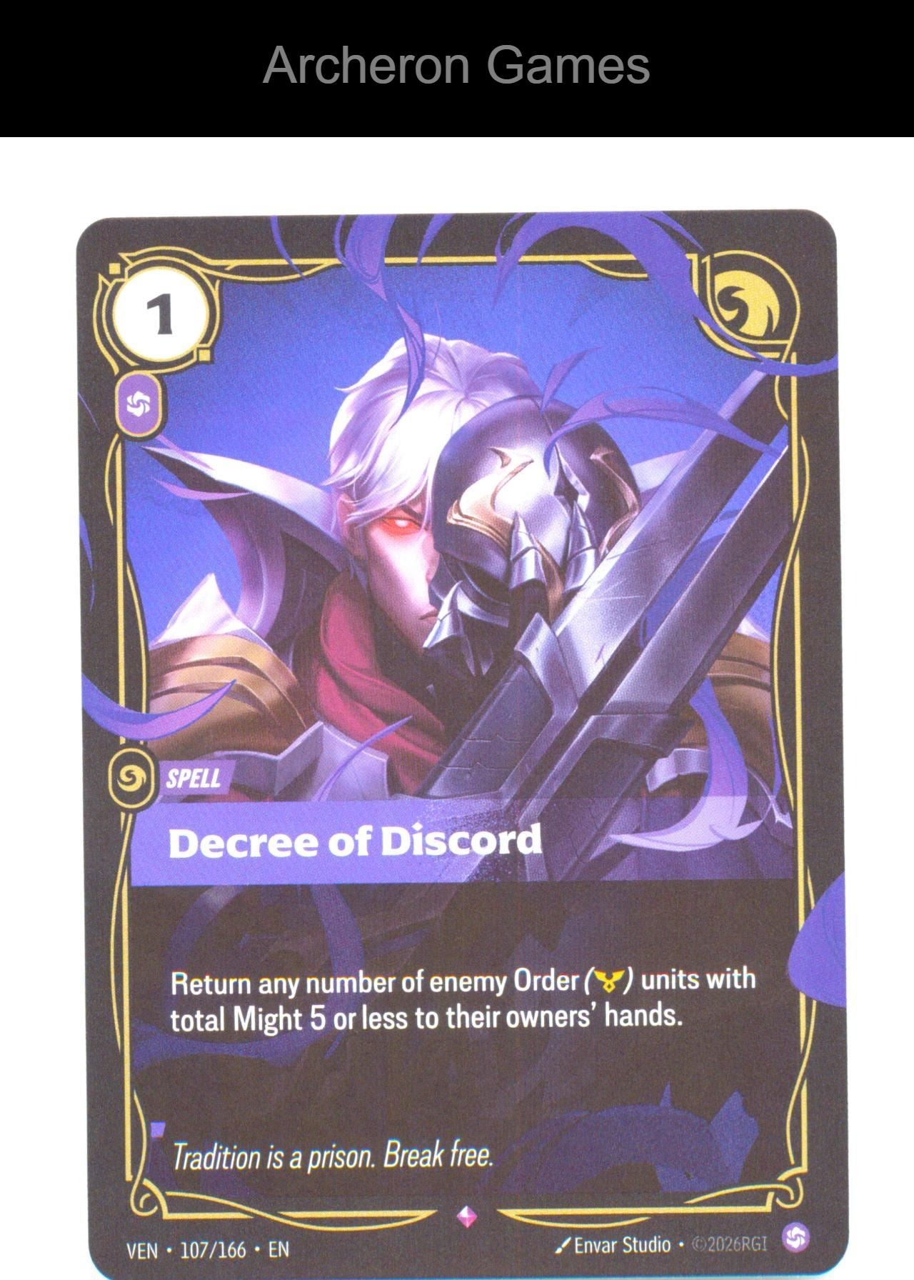 Decree of Discord VEN 107/166 R Vendetta Riftbound Card Foil