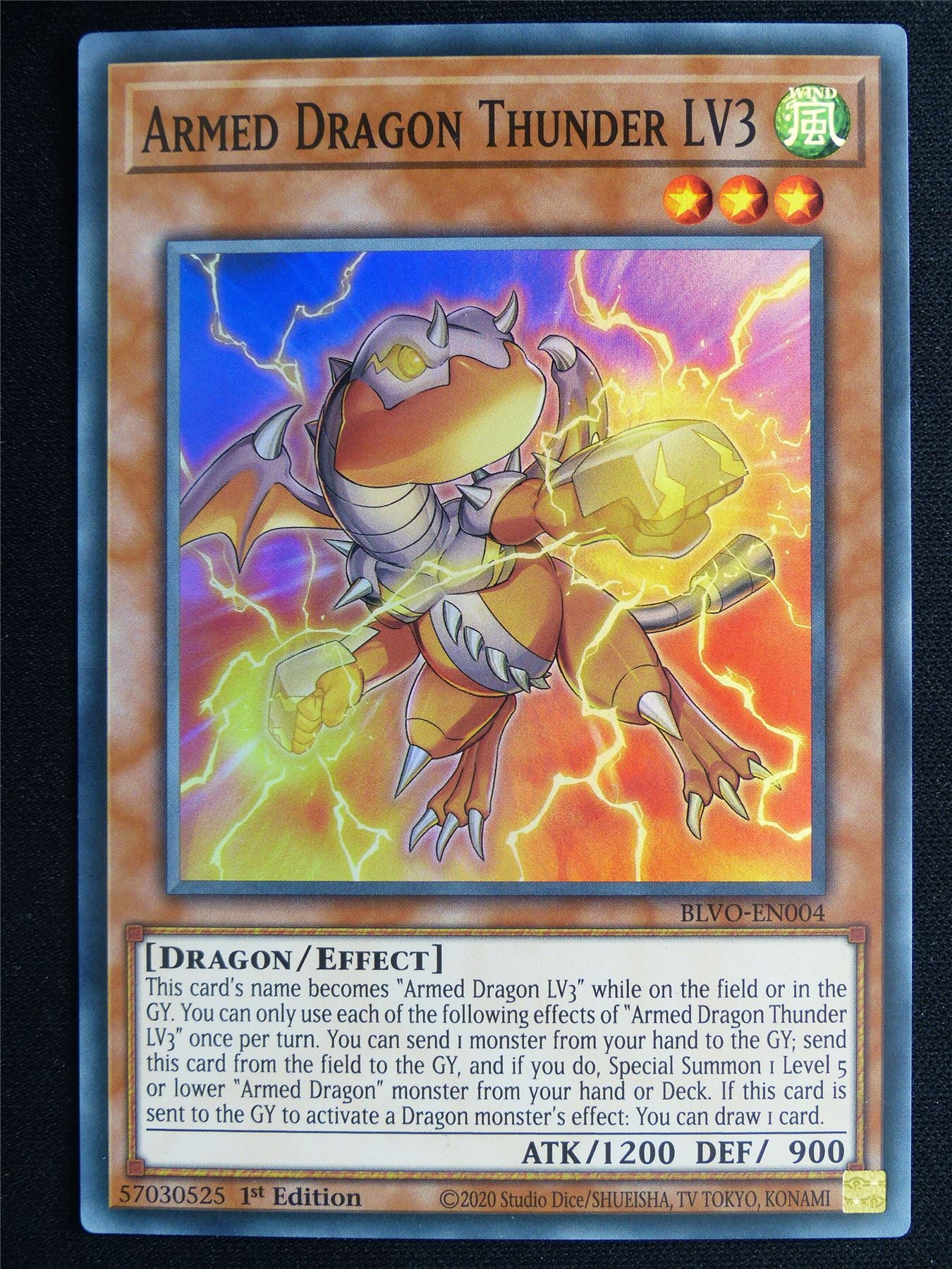 Armed Dragon Thunder LV3 BLVO Super Rare - 1st ed Yugioh Card #4R3
