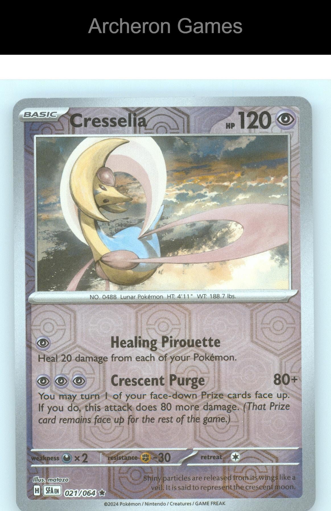 Pokemon Card Cresselia SFA 021/064 R Shrouded Fable Reverse Holo