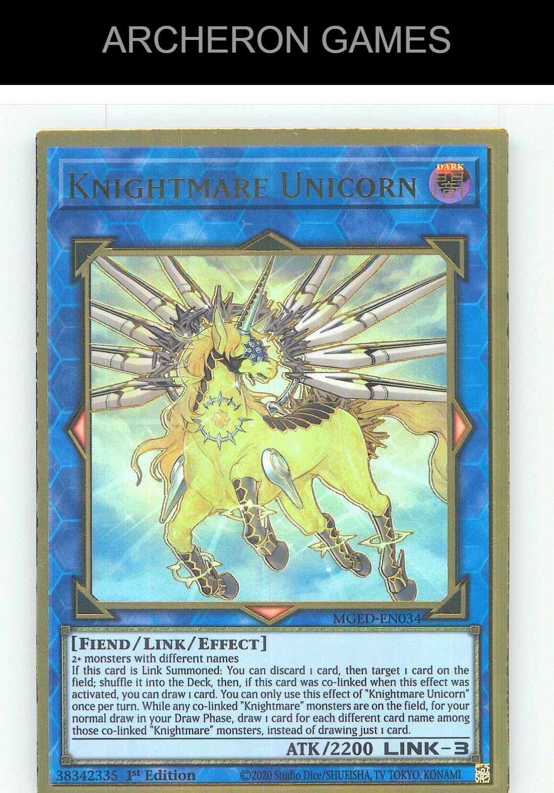 Knightmare Unicorn Premium Gold Rare YUGIOH Card 1st Edition