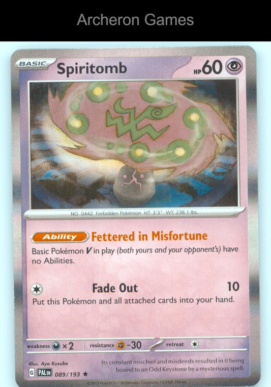 Pokemon Card Spiritomb PAL 089/193 R Paldea Evolved Holo