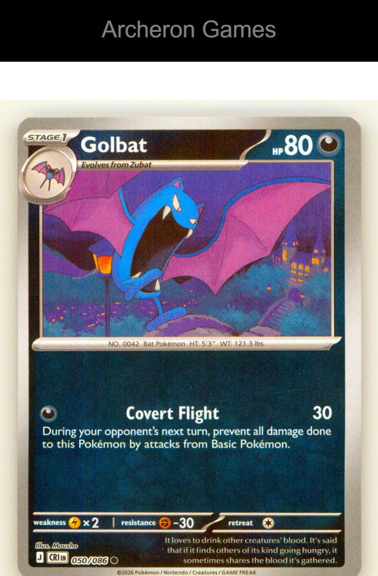 Pokemon Card Golbat ME04 050/086 C Chaos Rising Reverse Holo