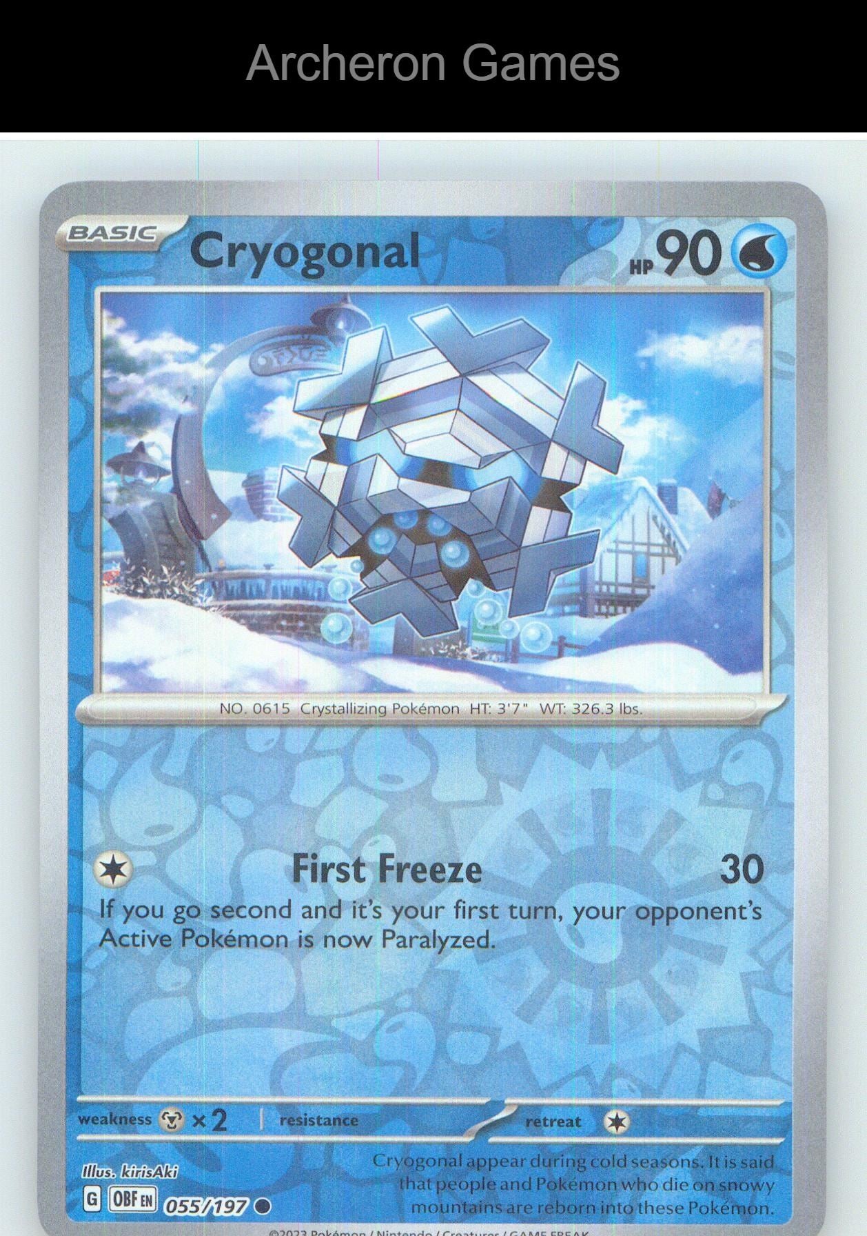 Pokemon Card Cryogonal OBF 055/197 C Obsidian Flames Reverse Holo