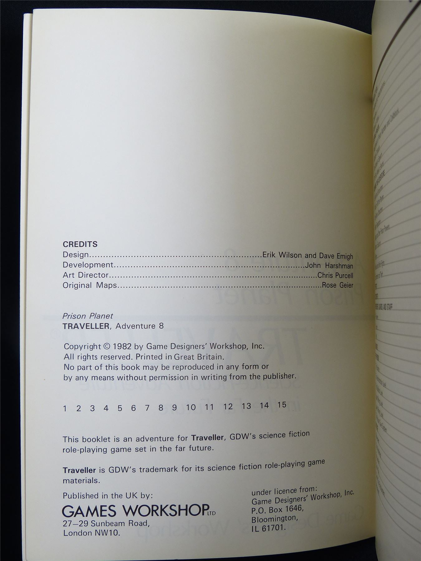 Traveller: Adventure 8 Prison Planet  - Roleplaying Booklet #2TE