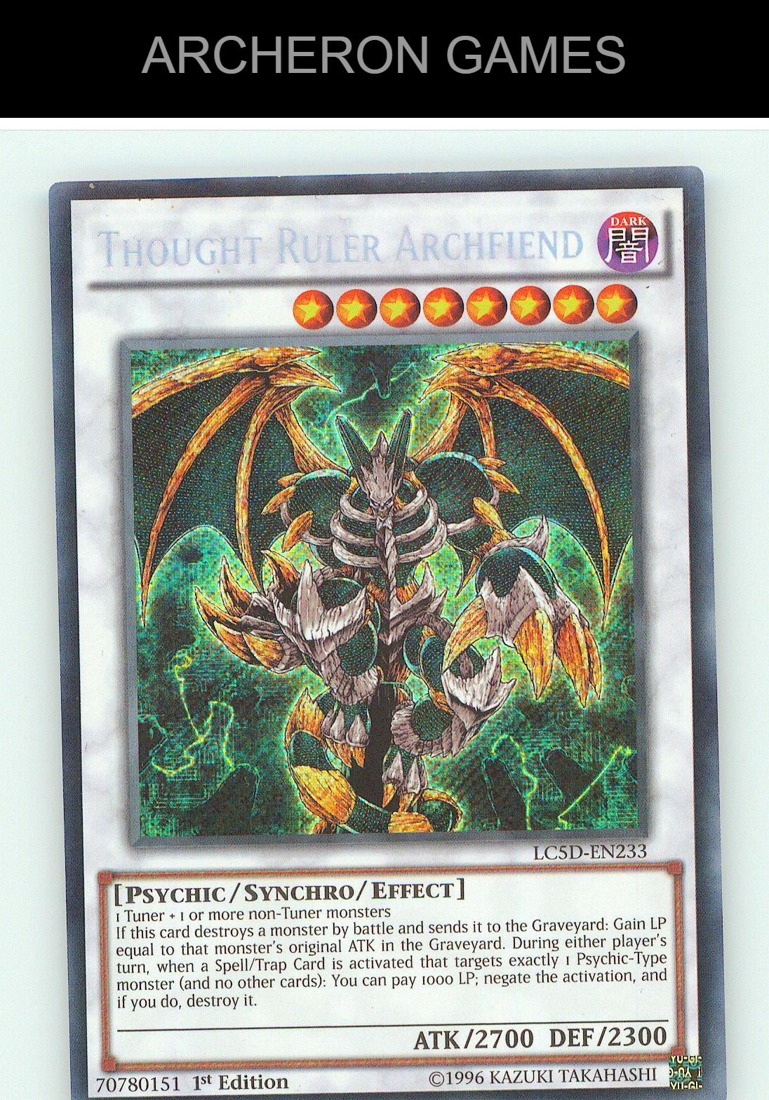 Thought Ruler Archfiend SEC YUGIOH Card 1st Edition