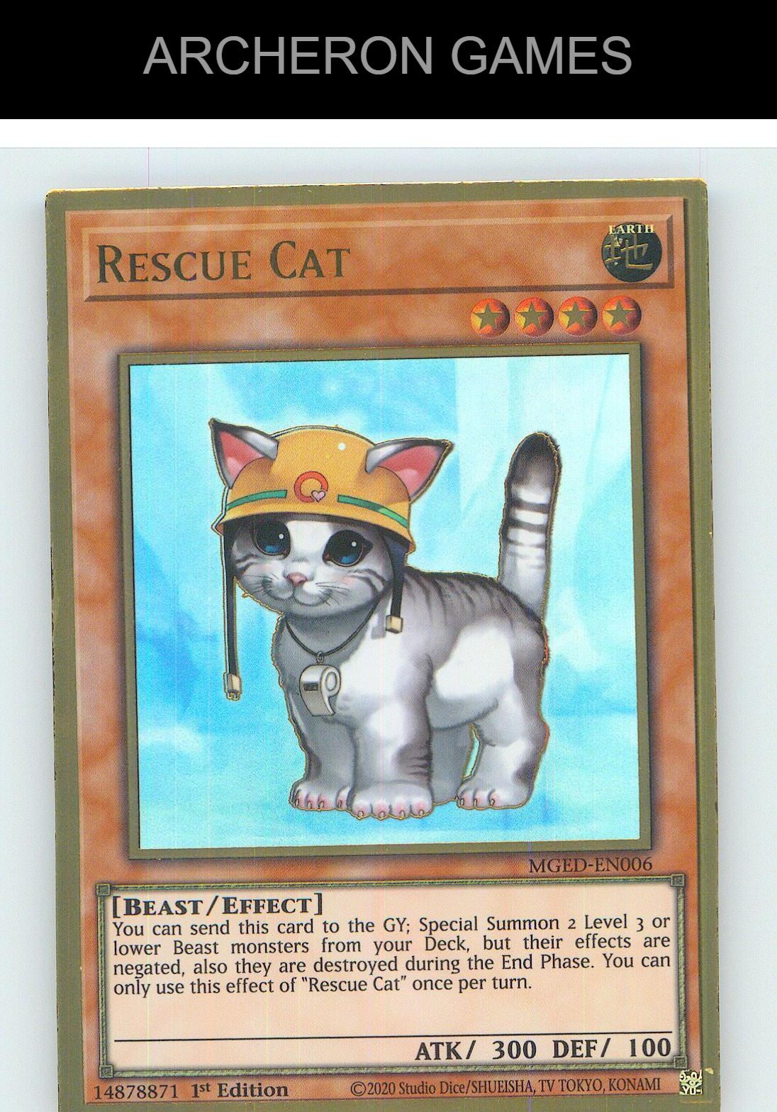 Rescue Cat Premium Gold Rare YUGIOH Card 1st Edition