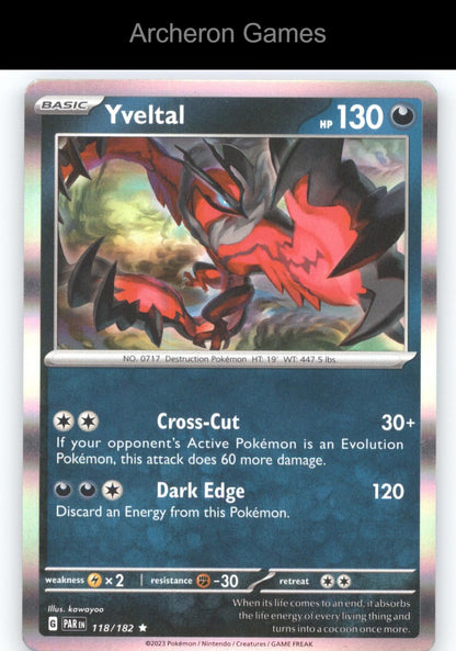 Pokemon Card Yveltal PAR 118/182 R Paradox Rift Holo