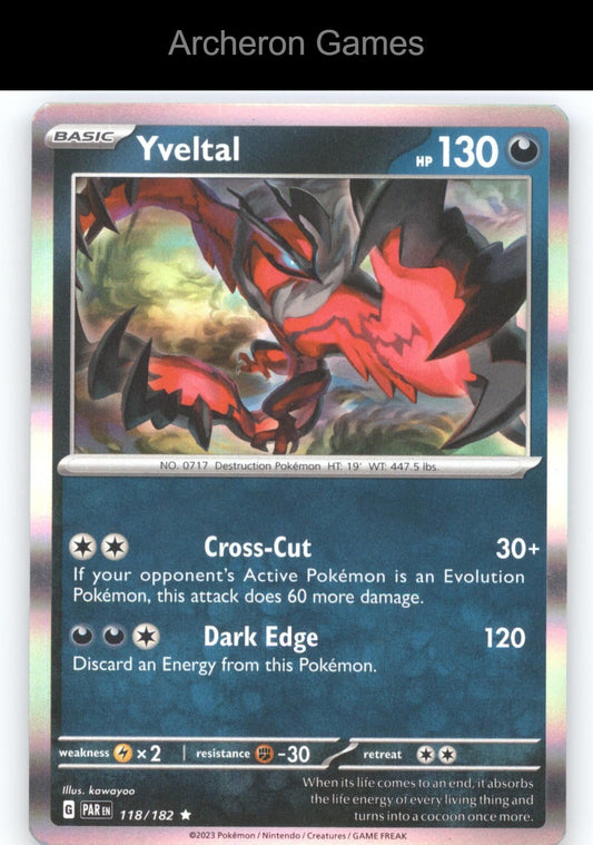 Pokemon Card Yveltal PAR 118/182 R Paradox Rift Holo