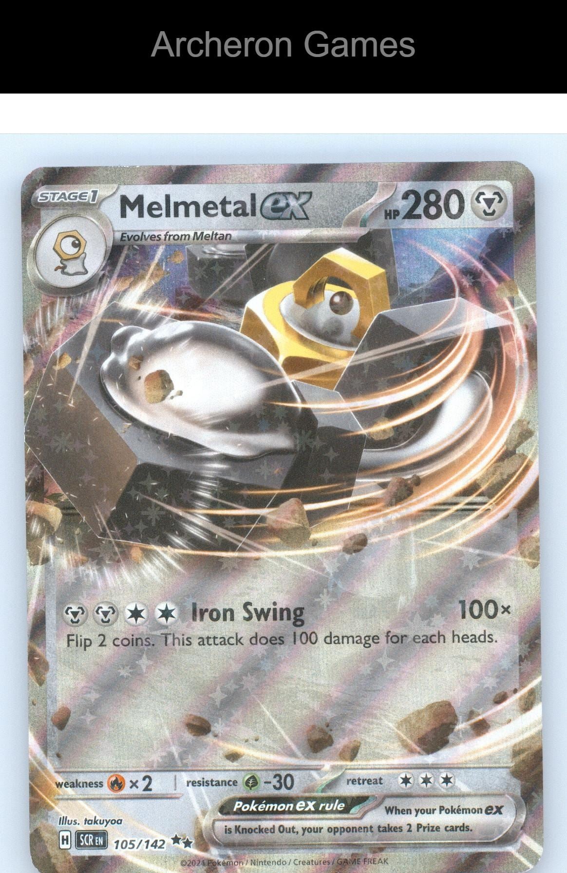 Pokemon Card Melmetal ex SCR 105/142 Double Rare Stellar Crown Holo