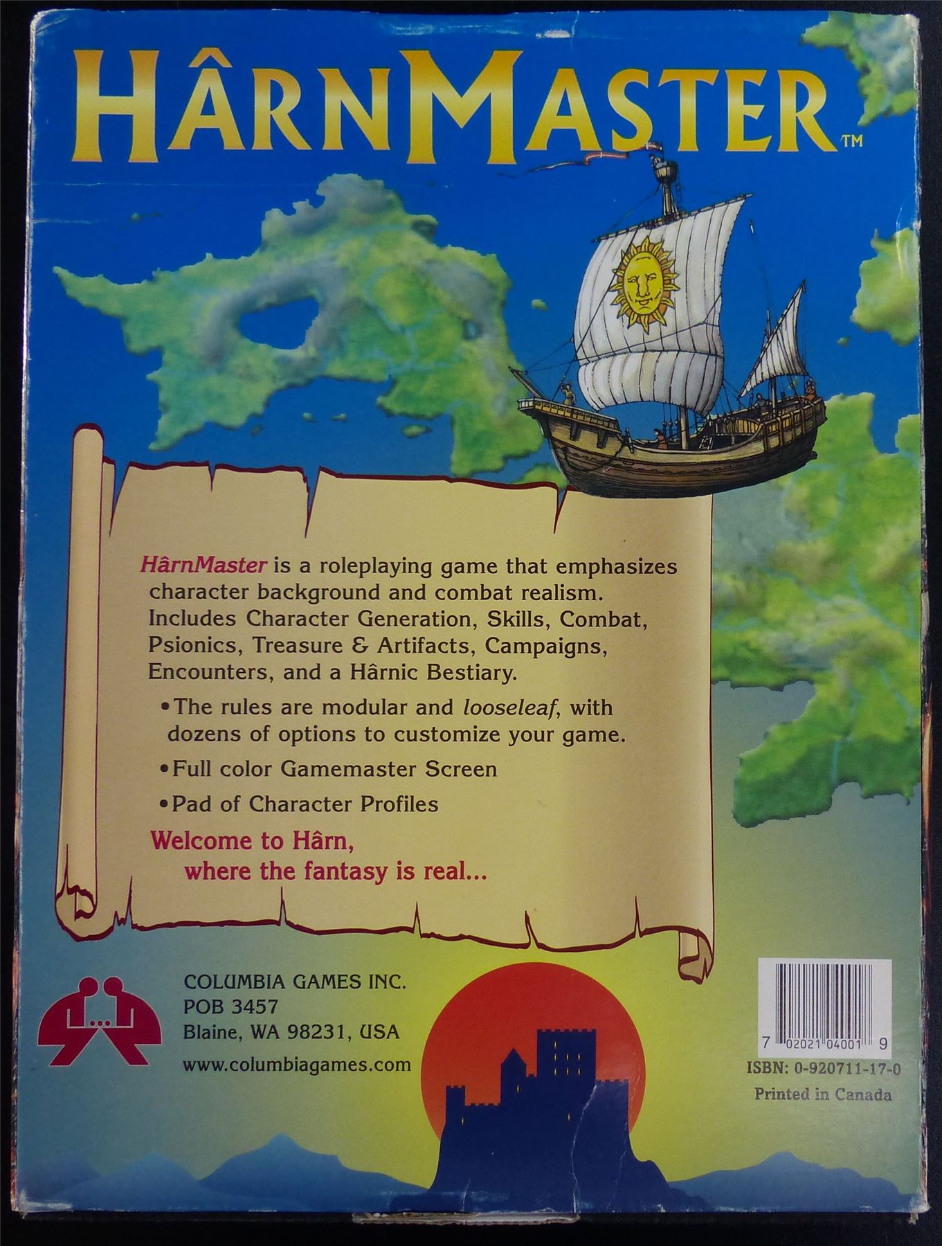 HarnMaster Fantasy Roleplaying Third Edition OOP - Columbia Games #224