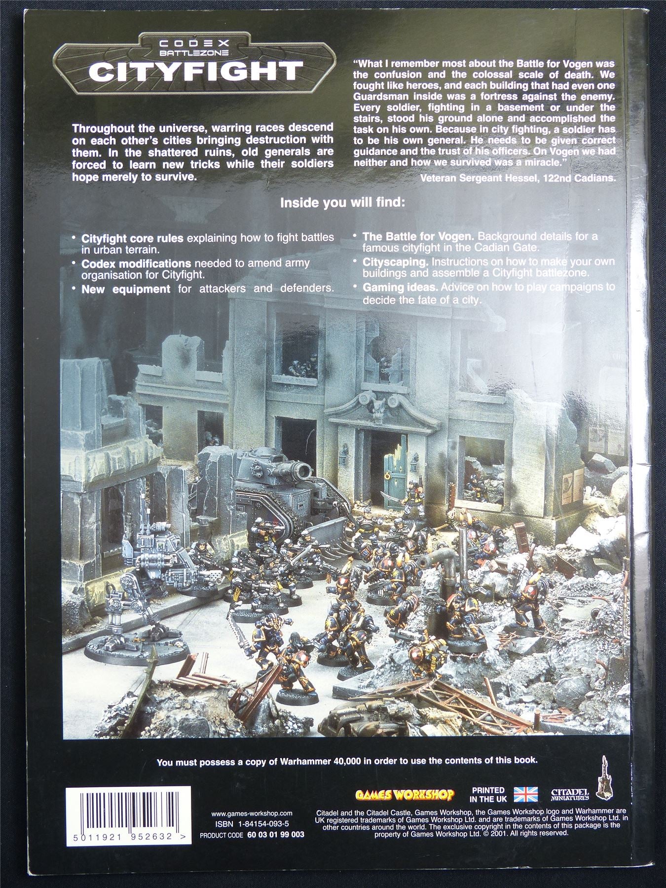 Battlezone: Cityfight 3rd Edition Codex 2001 Softback - Warhammer 40K #1OS
