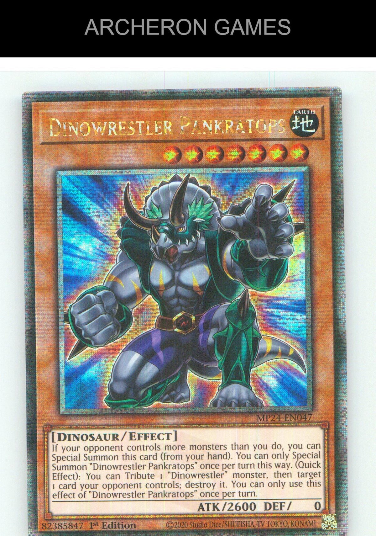 Dinowrestler Pankratops (Quarter Century Secret Rare) YUGIOH Card 1st Edition