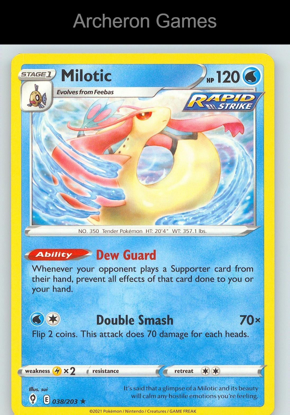 Pokemon Card Milotic EVS 038/203 R Evolving Skies