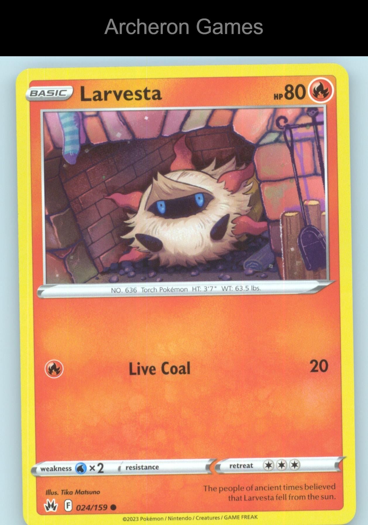 Pokemon Card Larvesta CRZ 024/159 C Crown Zenith