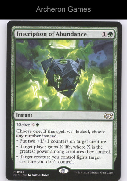 Inscription of Abundance 186 R MTG Card Commander: Duskmourn: House of Horror