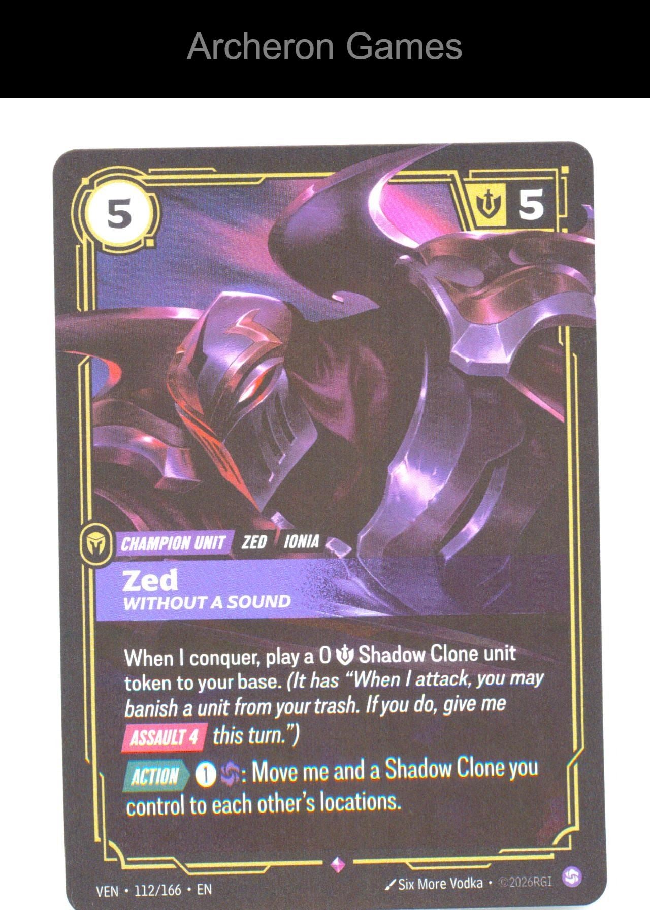 Zed - Without a Sound VEN 112/166 R Vendetta Riftbound Card Foil