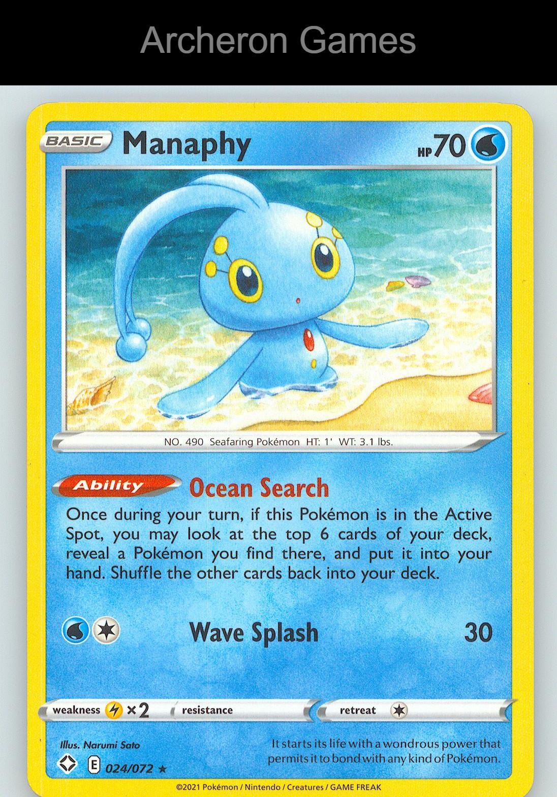 Pokemon Card Manaphy SHF 024/072 R Shining Fates
