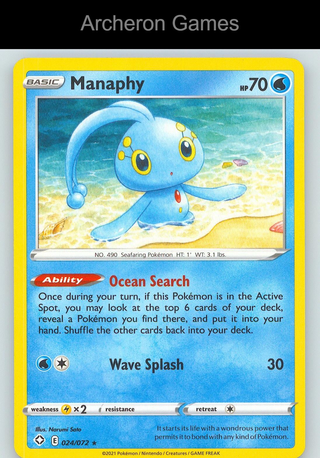 Pokemon Card Manaphy SHF 024/072 R Shining Fates