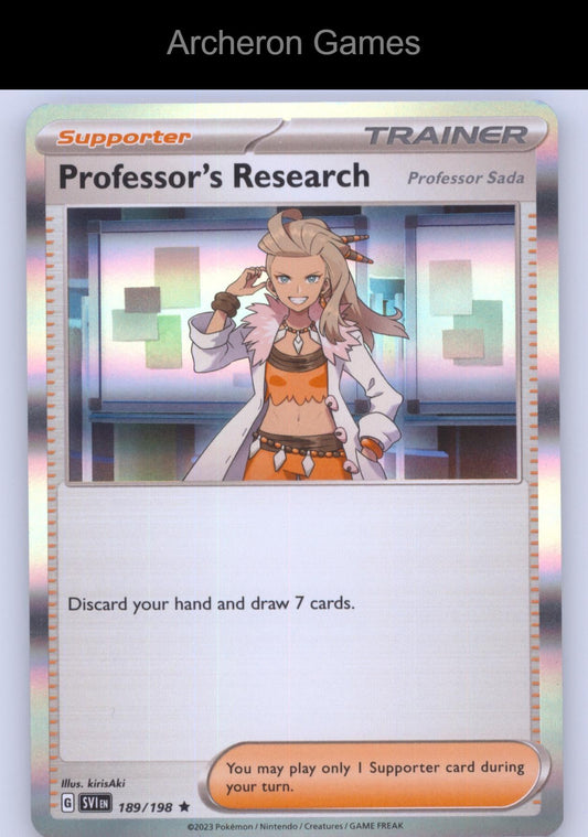 Pokemon Card Professor's Research (Professor Sada) SVI 189/198 Scarlet & Violet