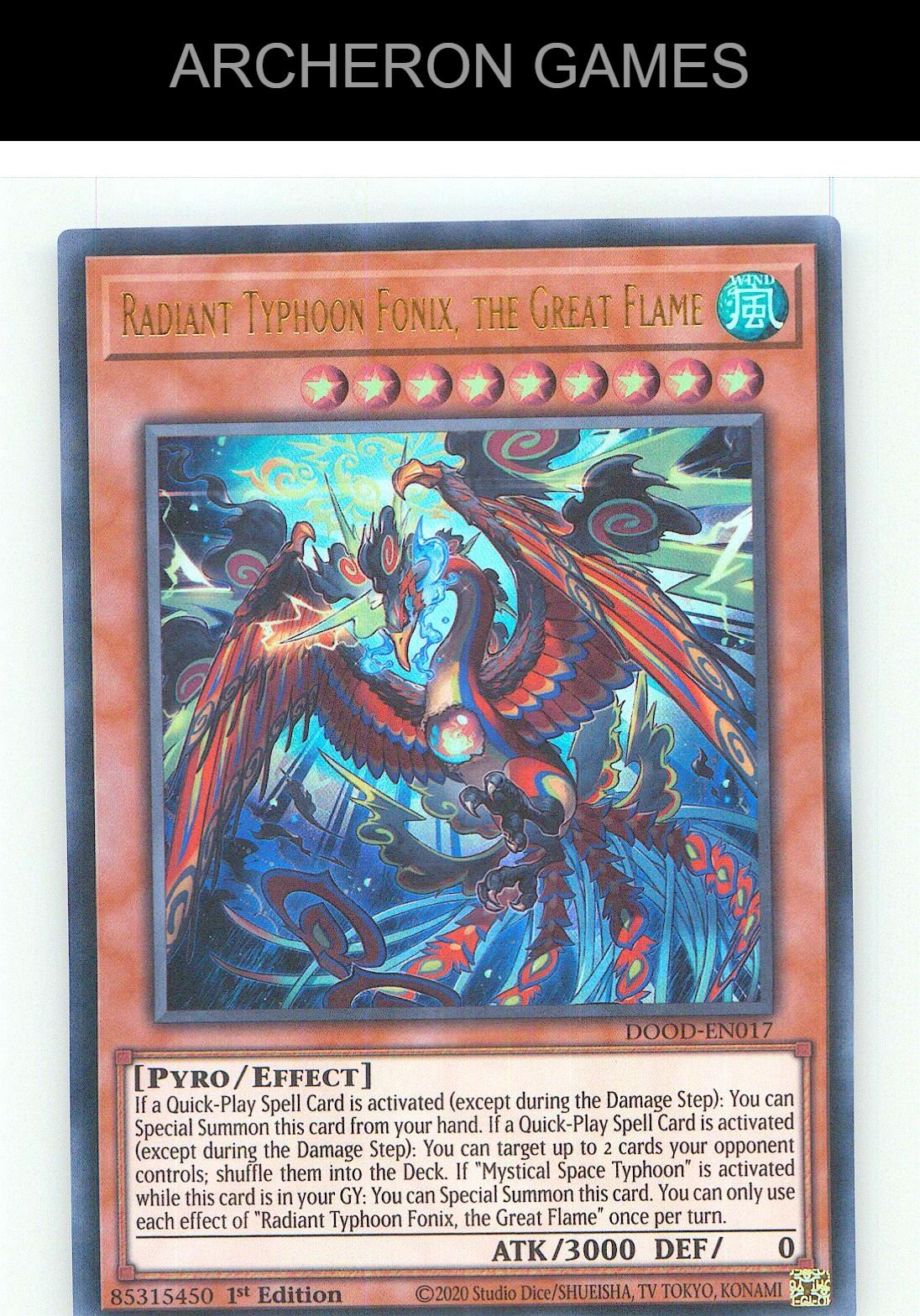 Radiant Typhoon Fonix, the Great Flame Ultra Rare YUGIOH Card 1st Edition
