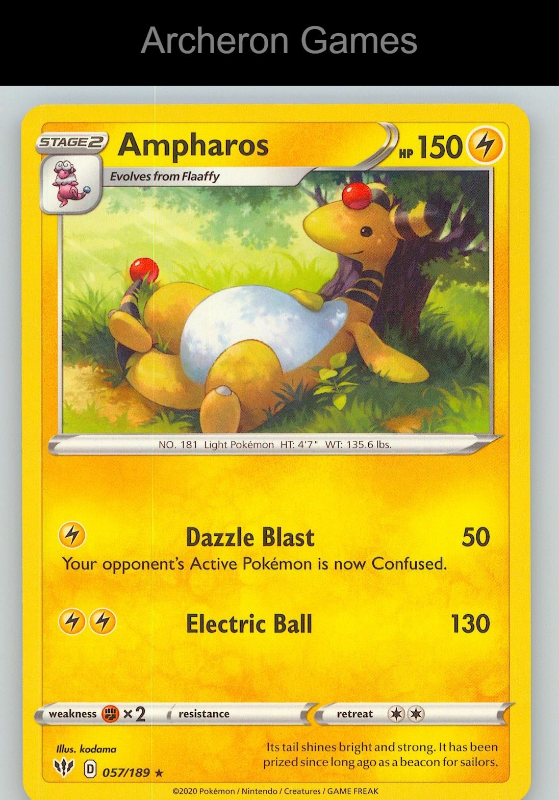Pokemon Card Ampharos DAA 057/189 R Darkness Ablaze