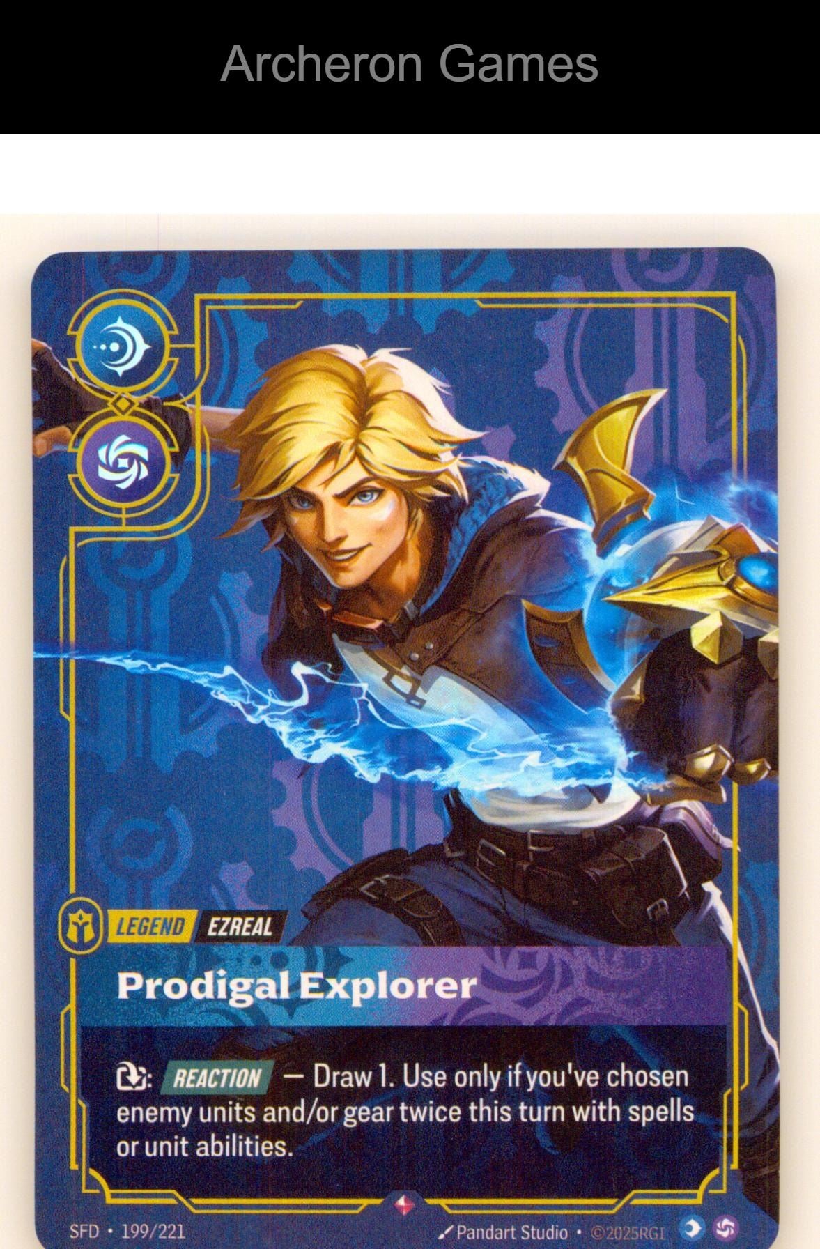 Ezreal - Prodigal Explorer SFD 199/221 R Spiritforged Riftbound Card