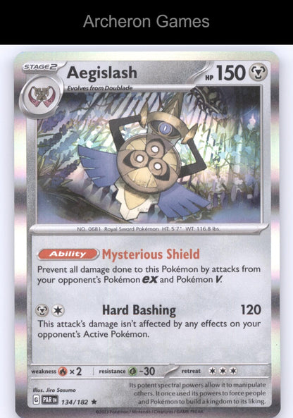 Pokemon Card Aegislash PAR 134/182 R Paradox Rift Holo