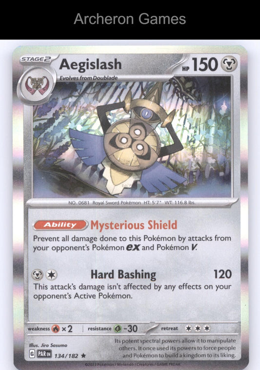 Pokemon Card Aegislash PAR 134/182 R Paradox Rift Holo