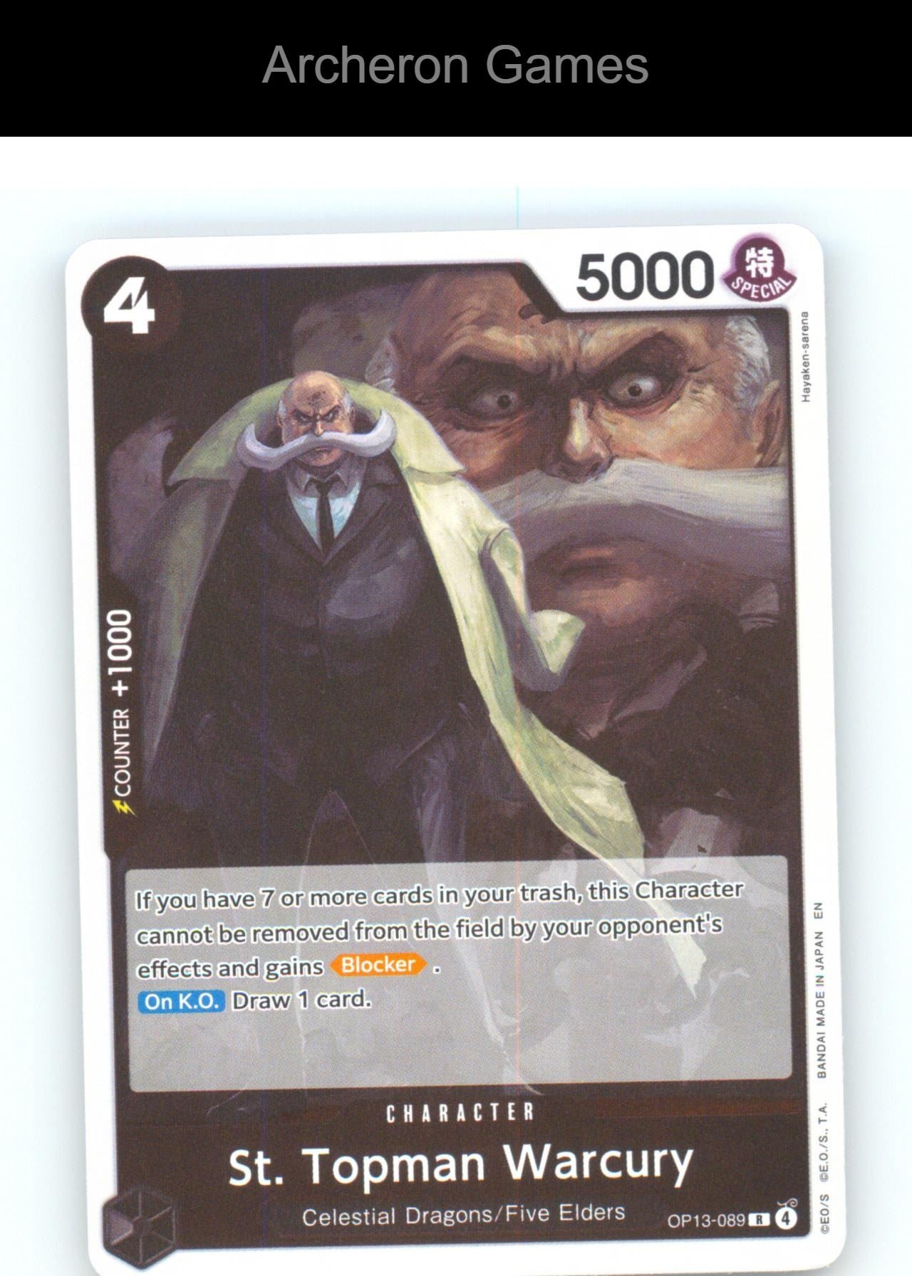 St. Topman Warcury OP13-089 R One Piece Card NM/EX+ Foil